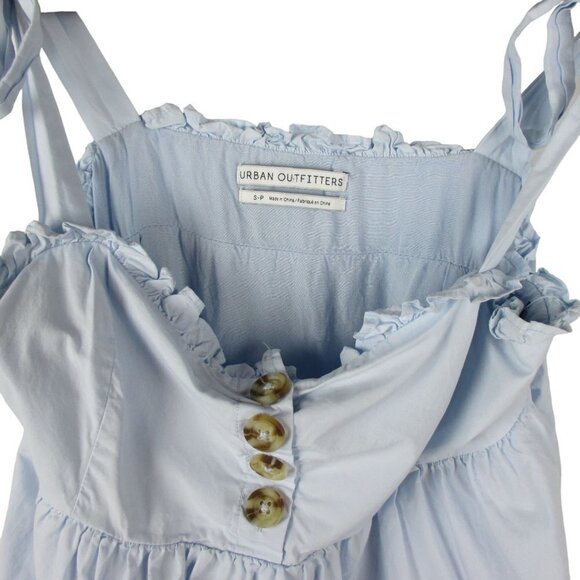 Urban Outfitters Mini Dress Babydoll Cotton Blue Size S Summer Coastal Boho - Picture 6 of 11